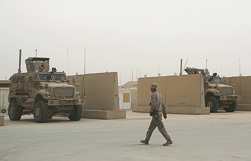 A U.S. Marine is seen in November 2017 at the Ain al-Asad air base in Iraq. Iran struck back at the United States for the killing of a top Iranian general early Wednesday by firing a series of ballistic missiles at Iraqi bases housing U.S. troops in a major escalation that brought the two longtime foes closer to war.