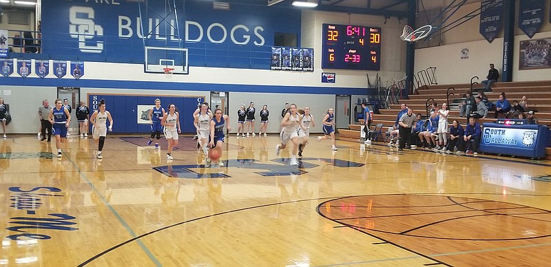 <p>Democrat photo/Kevin Labotka</p><p>The Russellville Indians girls team fell short Jan. 9 in their game versus the South Callaway Bulldogs.</p>