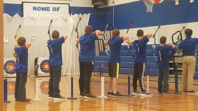 Submitted photoArchers line up their shots at Russellville's Bullseye Tournament. Twenty-eight Russellville archers shot for personal records.