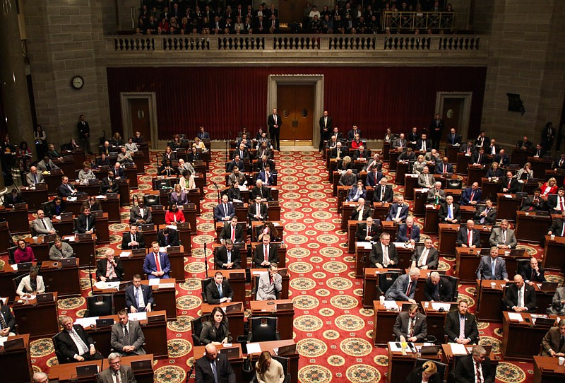 Missouri's legislators listen to the annual State of the State address given by Gov. Mike Parson on Wednesday, Jan. 15, 2020, in the House chambers at the Missouri State Capitol. 
