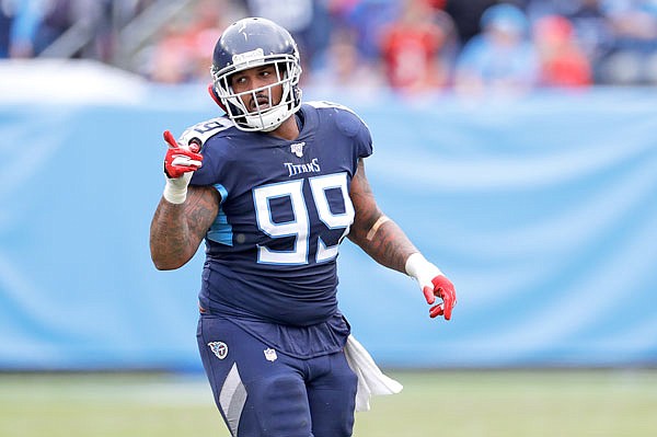 In this Oct. 27, 2019, file photo, Titans defensive end Jurrell Casey plays against the Buccaneers in a game in Nashville, Tenn.