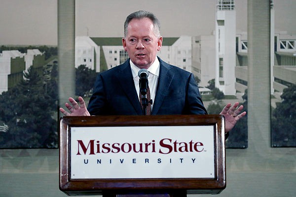 Bobby Petrino speaks Thursday after being introduced as the new head coach at Missouri State during a news conference in Springfield.
