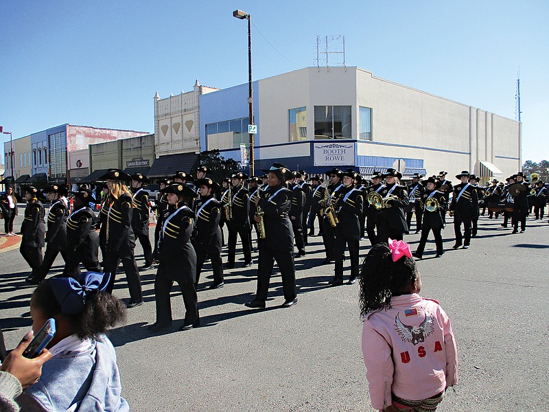 A Local public school marching band performs Monday at the fifth annual Martin Luther King Jr. Day Parade at the East Broad Street and Olive Street intersection in downtown Texarkana. This year's parade theme was "Everyone can be great because everyone can serve."