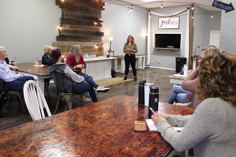 <p>Democrat photo/Austin Hornbostel</p><p>Something Sassy Beauty Salon owner Stephanie Stokes was the featured speaker at this month’s Central Missouri Business Leaders meeting. Stokes talked about the challenges she’s faced in the now 14-year history of her business and the passion she still has for what she does regardless.</p>