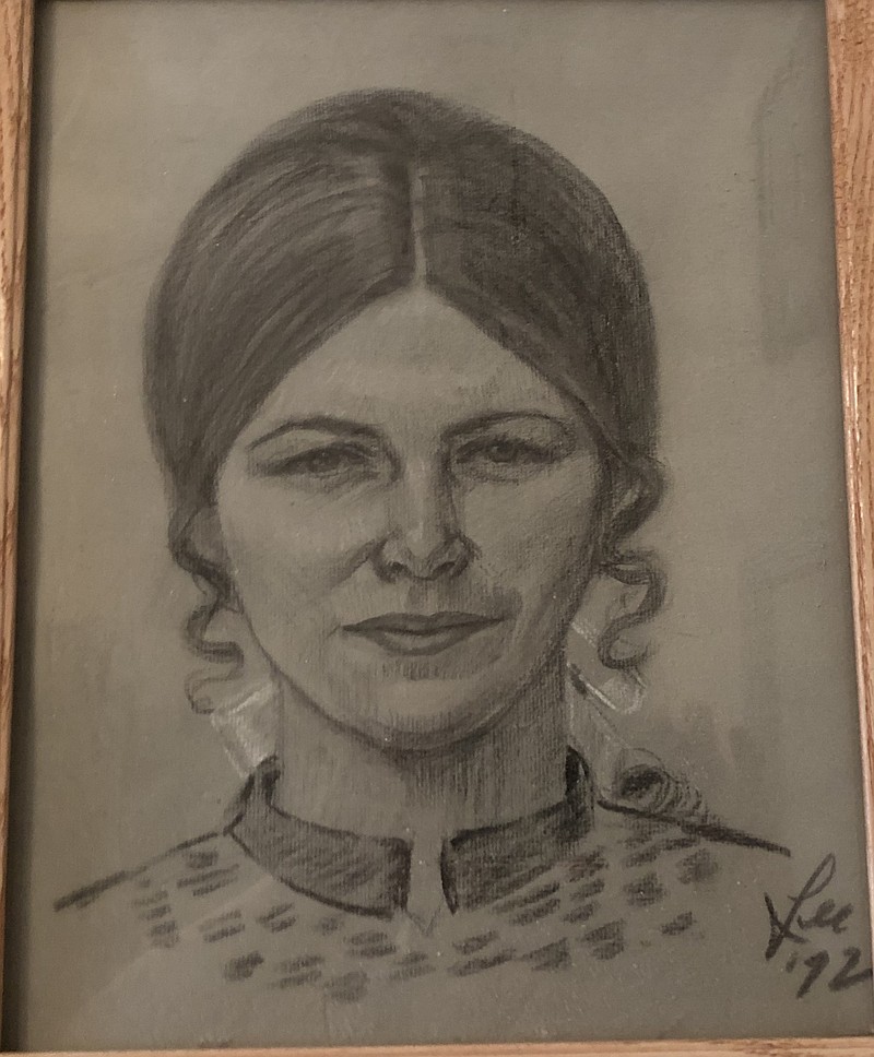 Columnist John Moore's mother in a sketch that reflects a hairstyle many women wore in the early 1970s. (Submitted photo)

