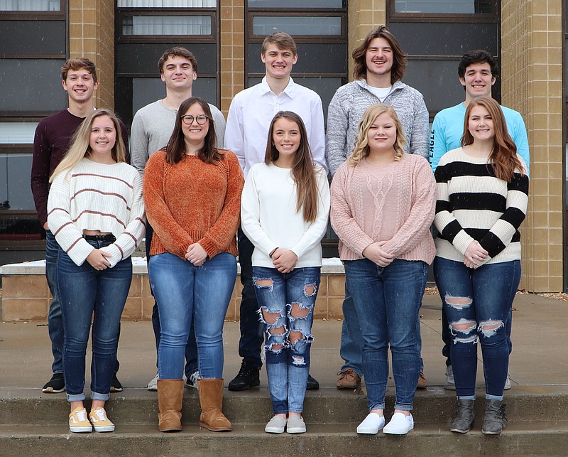 <p style="text-align:right;">South Callaway High School’s 2020 Courtwarming candidates are Devin Borghardt, Lindsey Powers, Adam Albaugh, Callie Humphrey, Tyler Lepper, Sam Thieret, Caleb Hall, Devin Hunt, Cole Shoemaker and Allyson Maddox. South Callaway played the Linn Wildcats on 
Friday for Courtwarming.</p>