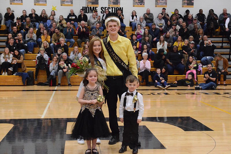 This year's queen and king are Reagan Hill, back left, and Braden Rosenstengel. Madison Craghead and Beckett Eastwood served as crown-bearers.