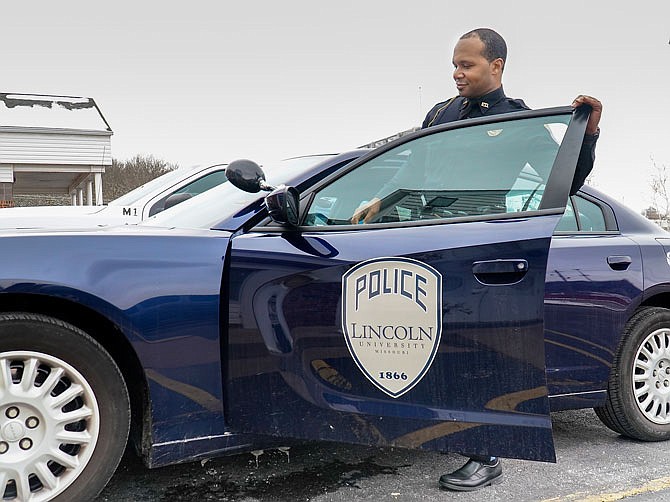 Lt. Damon Nunn of the Lincoln University Police Department prepares to leave the station on Leslie Boulevard. Through grants from the U.S. Department of Justice, the LUPD received more than $5,000 to purchase safety equipment including reflective vests and medical kits to keep in their vehicle.