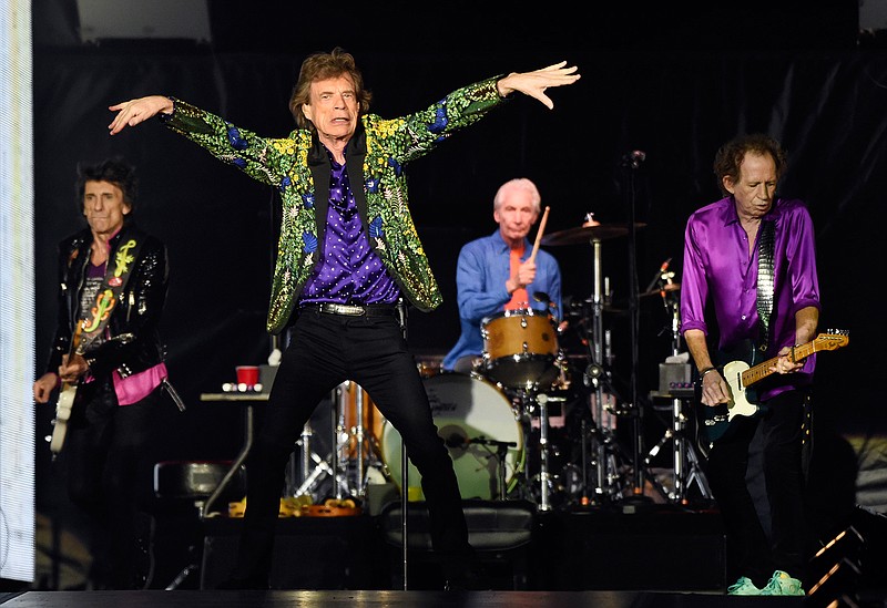 This Aug. 22, 2019 file photo shows, from left, Ron Wood, Mick Jagger, Charlie Watts and Keith Richards of the Rolling Stones performing in Pasadena, Calif. The band announced Thursday, Feb. 6, 2020, that they will kick off a 15-city leg of their No Filter tour beginning in May 2020 in San Diego. (Photo by Chris Pizzello/Invision/AP, File)