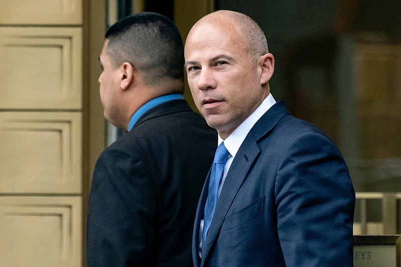 In this July 23, 2019, file photo, California attorney Michael Avenatti walks from a courthouse in New York, after facing charges. Avenatti, a lawyer who gained fame by representing a porn star in lawsuits against President Donald Trump, has been convicted Friday, Feb. 14, 2020, of trying to extort the apparel company Nike. The charges carry a combined potential penalty of 42 years in prison. (AP Photo/Craig Ruttle, File)