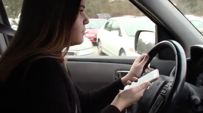 Above is a screenshot from the winning video in the News Tribune's 2020 It Can Wait Contest by Madelyn Goodson, which illustrates why motorists should not drive distracted.  