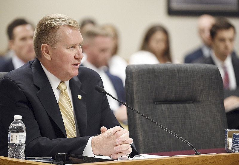 Rep. Steve Helms, R-Springfield, addresses the Missouri House of Representatives' Health and Mental Health Policy Committee during testimony Monday on House Bill 2379, sponsored by Helms.