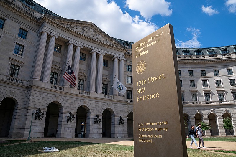 In this Sept. 18, 2019, file photo, the headquarters of the Environmental Protection Agency in Washington. A Trump administration proposal to roll back environmental reviews for big projects is drawing heavy objections from African American and Latino communities.  (AP Photo/J. Scott Applewhite)
