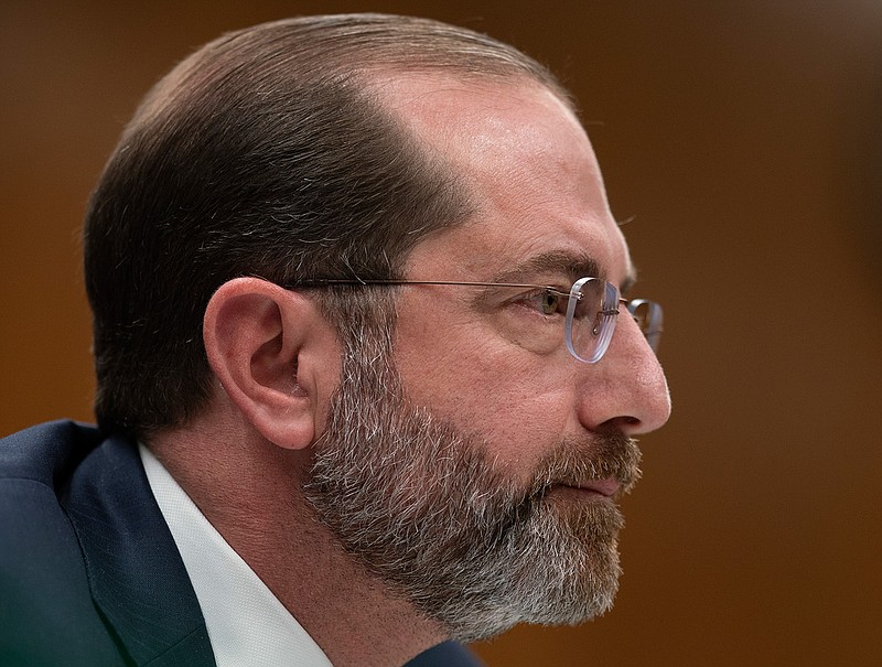 Secretary of Health and Human Services Alex Azar testifies before a Senate Appropriations subcommittee on President Donald Trump's budget request for fiscal year 2021, on Capitol Hill in Washington, Tuesday, Feb. 25, 2020. President Donald Trump said Tuesday that the urgent $2.5 billion plan for coronavirus he sent to lawmakers will prepare the nation in case of an outbreak in the U.S. and help other nations unprepared to handle the threat. (AP Photo/J. Scott Applewhite)