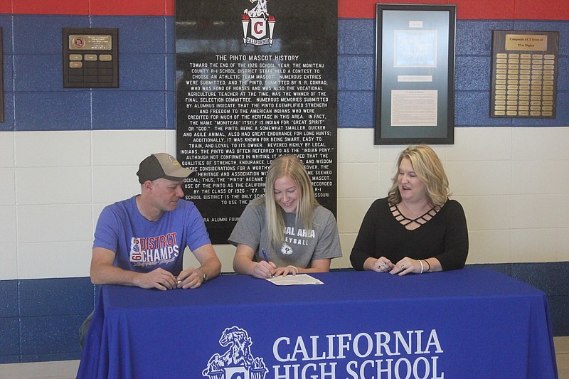 <p>Democrat photo/Kevin Labotka</p><p>Paige Lamm, daughter of Spencer and Crystal Lamm, signed March 5 with Mineral Area Community College, Park Hills, for volleyball.</p>