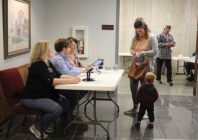 Voters trickled steadily into Fulton City Hall on Tuesday to cast a ballot in the 2020 presidential primary.