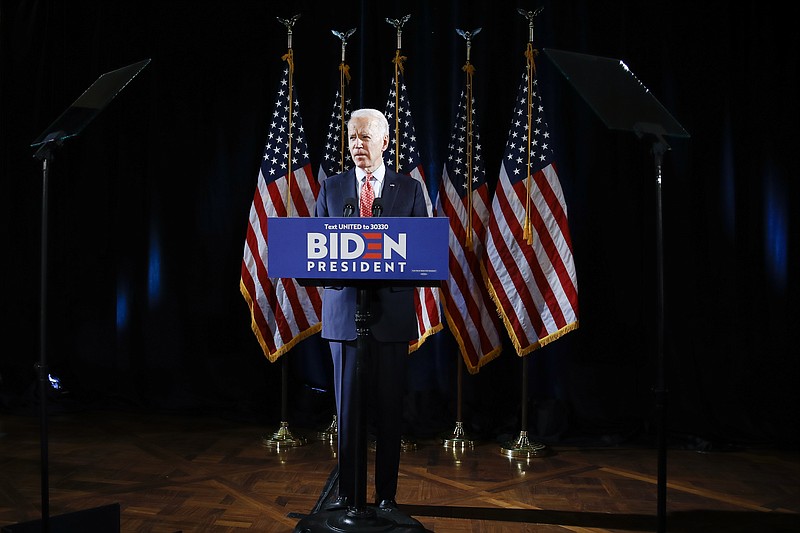 Democratic presidential candidate former Vice President Joe Biden speaks about the coronavirus Thursday, March 12, 2020, in Wilmington, Del. (AP Photo/Matt Rourke)