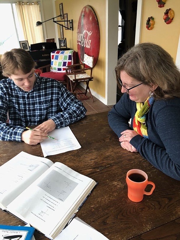 <p>Submitted</p><p>Gina Prosch, vice president of the Jefferson City Home Educators Board of Directors, works on trigonometry with her son, Wyatt.</p>