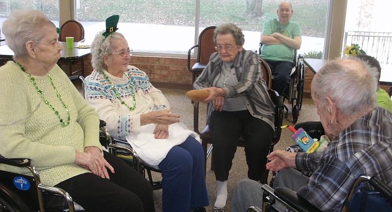 <p>Submitted</p><p>California Care residents celebrated St. Patrick’s Day with “Leprechaun” snacks and punch and a game of hot potato last week. Joey Worland was the winner of the hot potato game.</p>