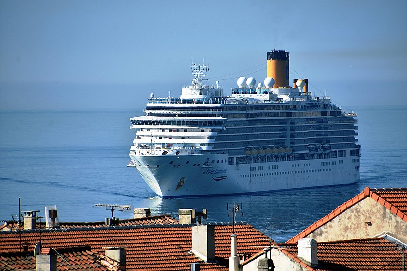 Suspected of carrying passengers who are infected with the coronavirus, the Italian cruise "Costa Luminosa" arrives on March 19, 2020, in the French Mediterranean port of Marseille, with more than 1,400 people on board. (Gerard Bottino/SOPA Images/Zuma Press/TNS)