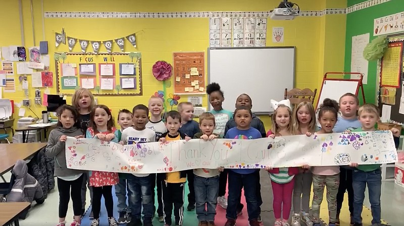 <p>Submitted</p><p>Kindergarten students at McIntire Elementary thanked 1canoe2 for the donation of 1,600 planners to Fulton Public Schools students.</p>