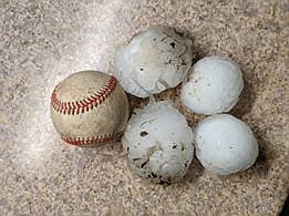 Hail that fell near Capital City High School on Friday night, March 27, 2020, was the size of a baseballs.