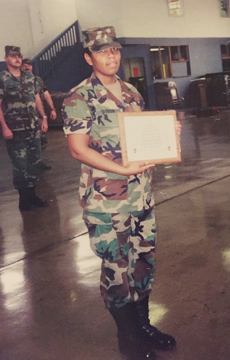 Sharon Dixon Bostwick is pictured while serving with the 1035th Maintenance Company in the late 1990s. She went on to achieve the rank of major before retiring from the Michigan National Guard in 2016.