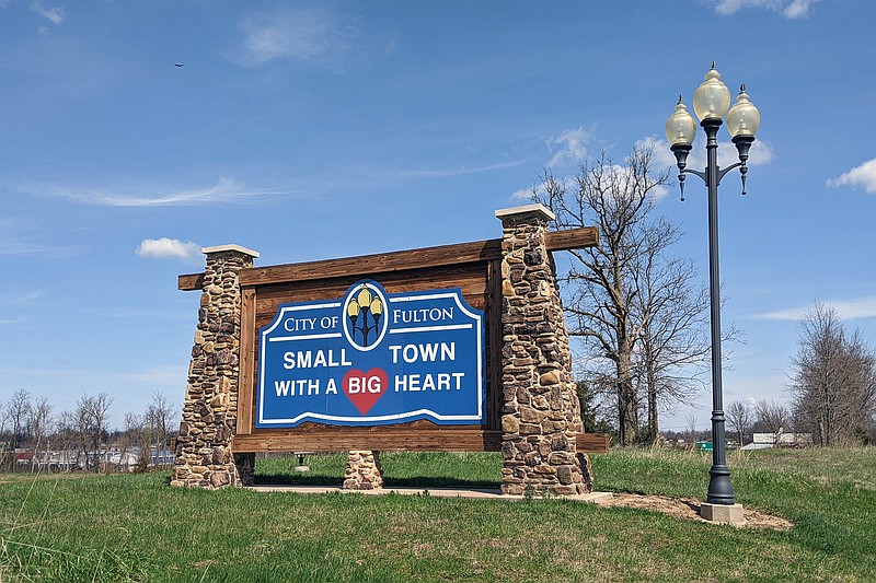 Fulton's slogan, "Small Town with a Big Heart," proudly welcomes travelers to town from a sign next to Interstate 70.