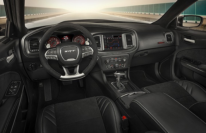 The interior of a 2020 Charger SRT Hellcat is shown. Photo courtesy of Dodge
