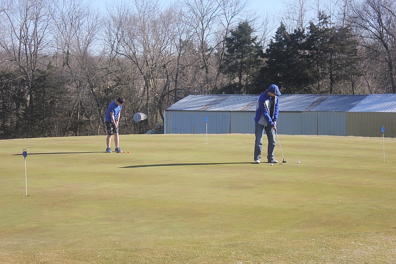 <p>File</p><p>Members of the California Pintos boys golf team practice March 6. The season was cut short for student athletes across Missouri earlier this month, as Gov. Mike Parson ordered schools remain closed through the academic year.</p>