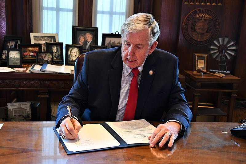 Missouri Gov. Mike Parson on Friday, April 10, 2020, signed a supplemental budget to get the state through the end of June. 