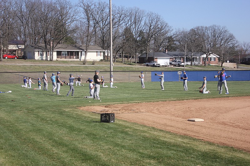 <p>File</p><p>The Russellville baseball team warms up in practice March 11. Canceled sports seasons thanks to the coronavirus pandemic have left high school athletes across the country with a mix of emotions, from frustration to sadness.</p>