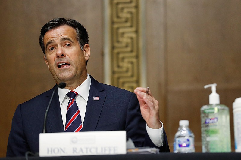 Rep. John Ratcliffe, R-Texas, testifies before a Senate Intelligence Committee nomination hearing on Capitol Hill in Washington, Tuesday, May. 5, 2020. The panel is considering Ratcliffe's nomination for director of national intelligence. (AP Photo/Andrew Harnik, Pool)