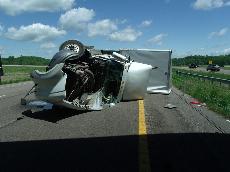 One person was injured in this tractor trailer crash early Tuesday afternoon, May 4, 2020, at the interchange of U.S. 54/63 and Missouri 94 in north Jefferson City.