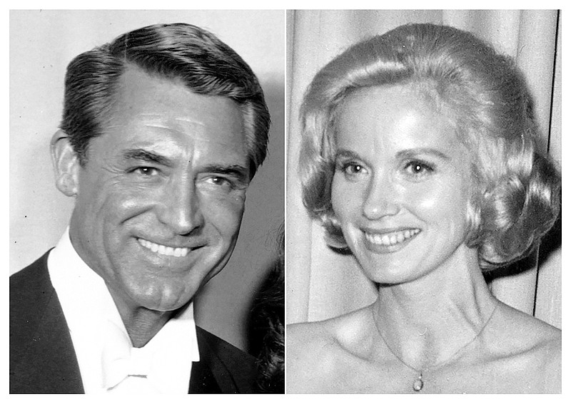 This combination photo shows Cary Grant at the 30th Academy Awards ceremony on March 26, 1958, left, and Eva Marie Saint at the Academy Awards on April 17, 1961. Grant and Saint star in the Hitchcock thriller "North by Northwest." (AP Photo)
