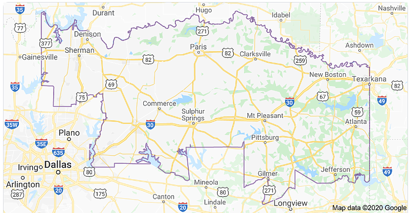 Texas' 4th Congressional District (Google Maps)