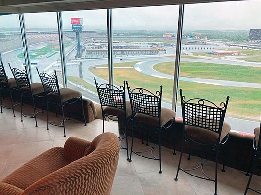 Here's the view of the track Wednesday from a condominium at Charlotte Motor Speedway in Concord, N.C.