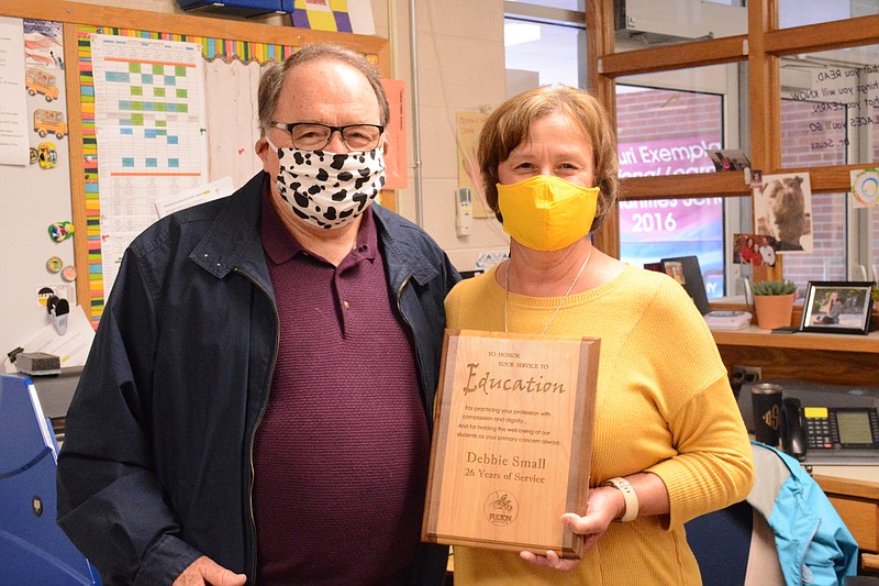 <p>Submitted</p><p>McIntire Elementary School’s Debbie Small, right, and Fulton Public Schools Superintendent Jacque Cowherd are retiring at the end of this school year after 25 and 11 years with the district, respectively.</p>