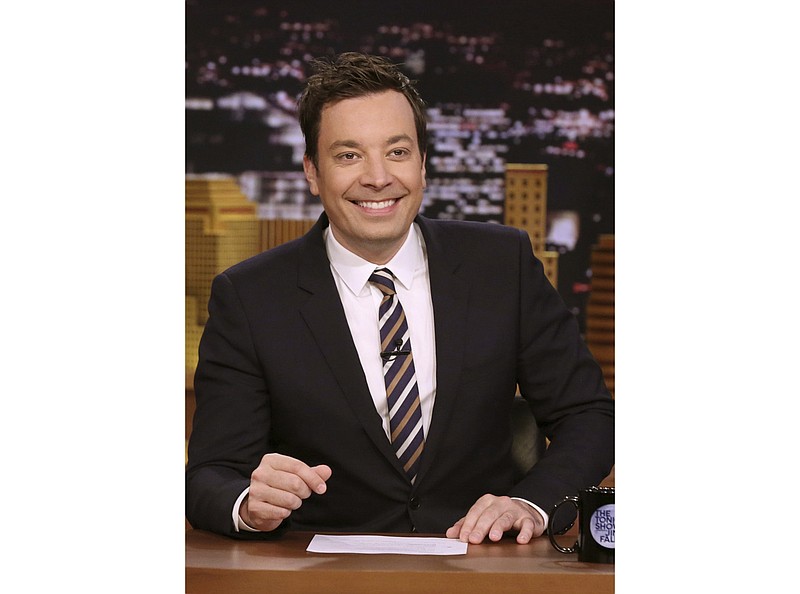 In this April 20, 2017 photo released by NBC,  Jimmy Fallon, host of "The Tonight Show Starring Jimmy Fallon," appears during a taping of his show in New York. Fallon has apologized for doing an impersonation of fellow comic Chris Rock while in blackface during a 2000 episode of “Saturday Night Live.” Fallon tweeted on Tuesday that “there is no excuse for this.” Discussion of Fallon’s 20-year-old skit surfaced this week after a video of it was posted online. (Andrew Lipovsky/NBC via AP)