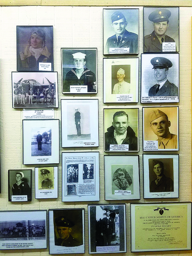 Displays at the Sevier County Museum include photos of war veterans and military personnel from the area.