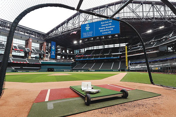 A home plate perspective Wednesday gives a view of Globe Life Field, the newly-built home of the Texas Rangers, in Arlington, Texas.