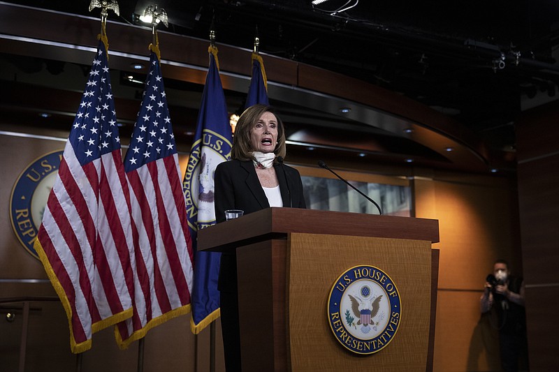 House Speaker Nancy Pelosi of Calif., speaks during a news conference on Capitol Hill in Washington, Thursday, May 28, 2020. (AP Photo/Carolyn Kaster)