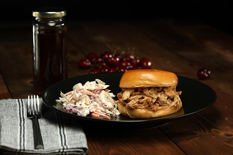 A homemade cider vinegar based barbecue sauce mixed with shredded chicken, photographed in the Chicago Tribune studio on Tuesday, May 19, 2020. (Terrence Antonio James/Chicago Tribune/TNS)
