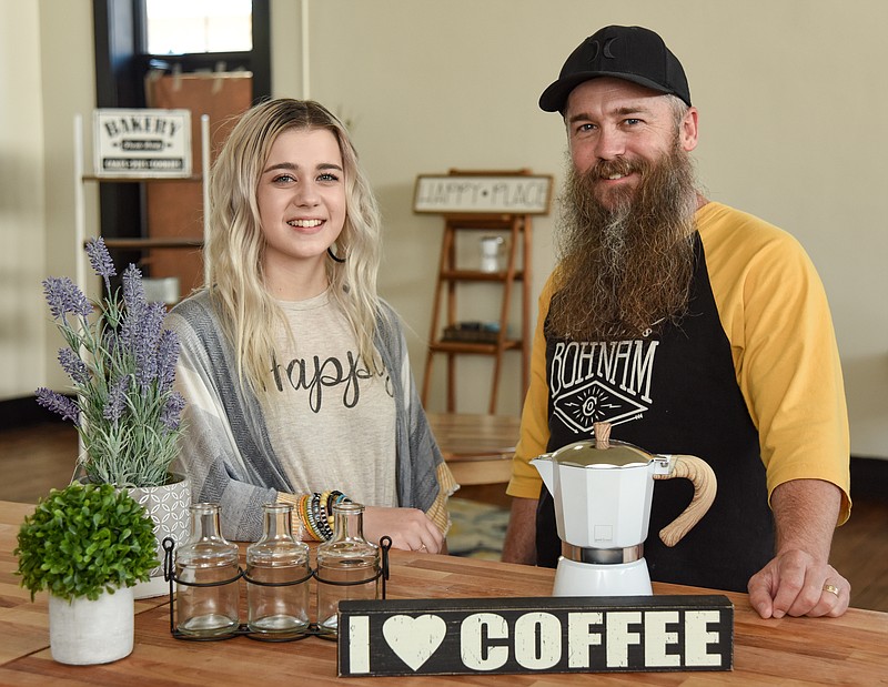 Julie Smith/News Tribune
Father and daughter Cliff, right, and Sariah Simmons will open Serendipity Roasting Company in downtown Eldon.