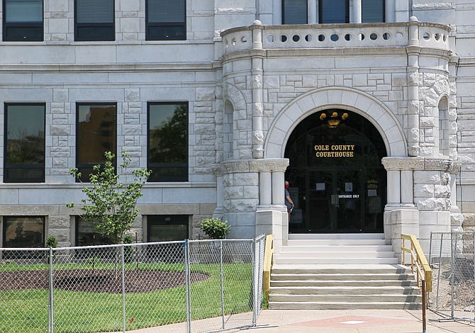 The Cole County Courthouse has temporarily changed its main entrance to accommodate construction work happening around the building. Pictured is the main entrance that is open, now located on Monroe Street. The High Street entrance is closed. 