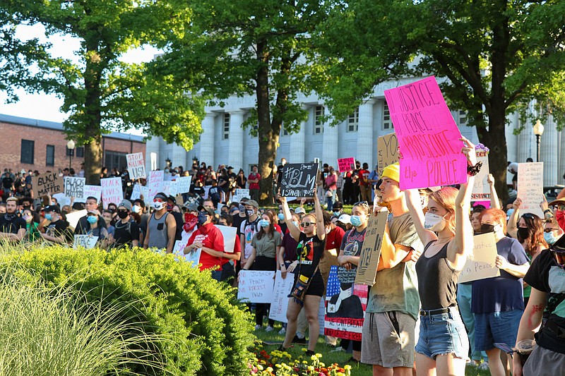 <p>Greta Cross/For the Fulton Sun</p><p>Hundreds of protesters gather Monday on the Capitol lawn in Jefferson City during the Rally for Black Lives protest. A peaceful “Black Lives Matter” protest is planned for Saturday evening in Fulton.</p>