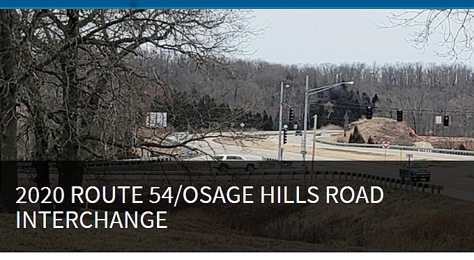 A new interchange is being constructed on U.S. 54 at Osage Hills Road in Lake Ozark, replacing the at-grade intersection seen in this screenshot from the Missouri Department of Transportation website at www.modot.org/Miller54Interchange.