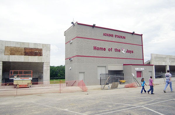 In this June 28, 2008, file photo, construction continues on the revamped Adkins Stadium at Jefferson City High School.