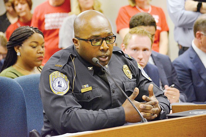 FILE: Lincoln University Police Chief Gary Hill testifies in March 2019 during a House hearing at the Capitol.