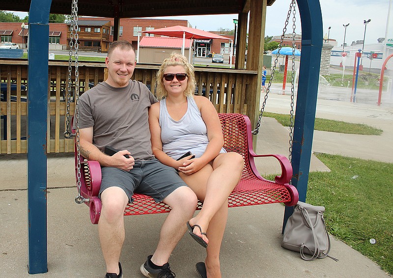 Kevin and Cailey Jones, of New Bloomfield, visited Memorial Park with their children Monday. 